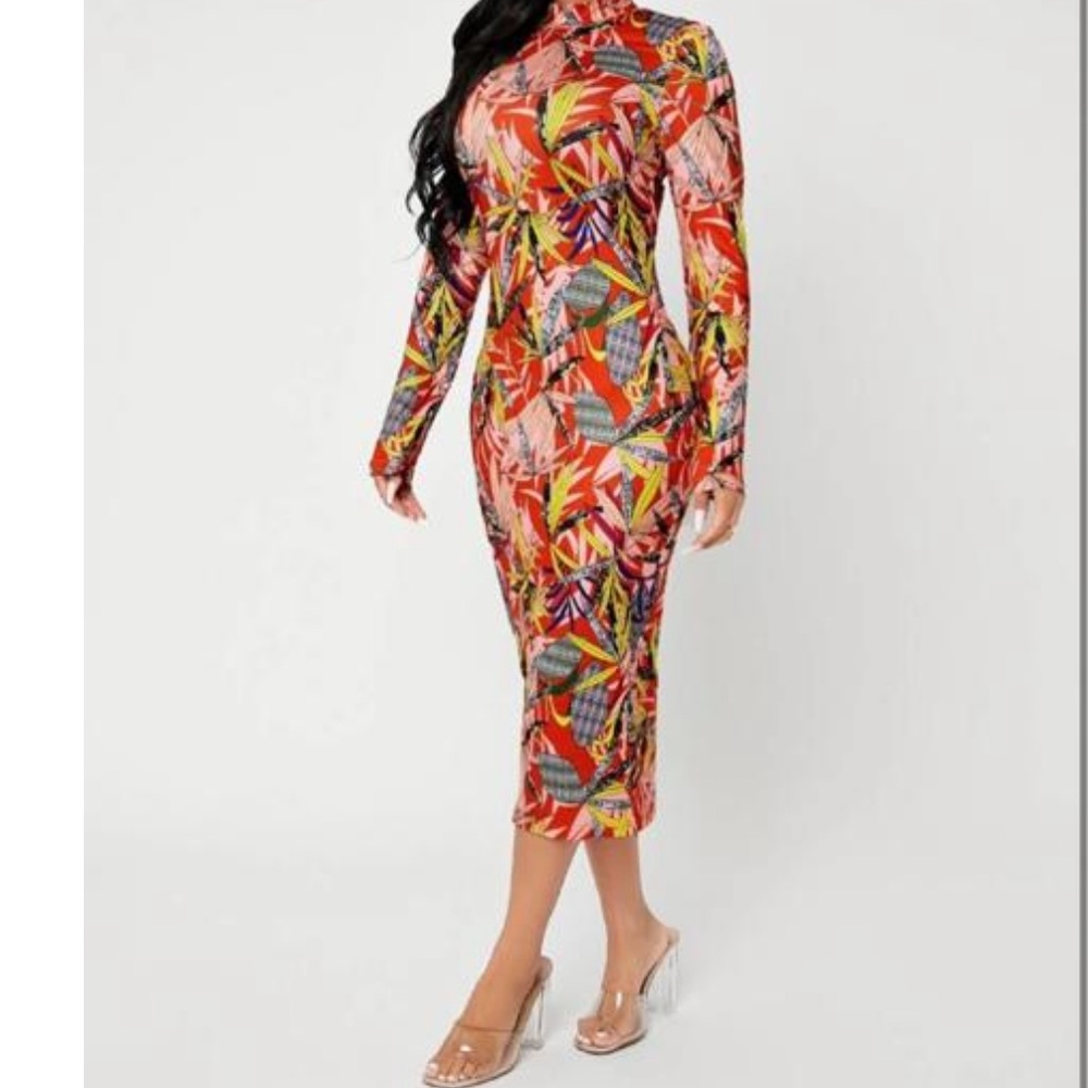 Multicolored Bodycon Dress - Picture 6 of 14